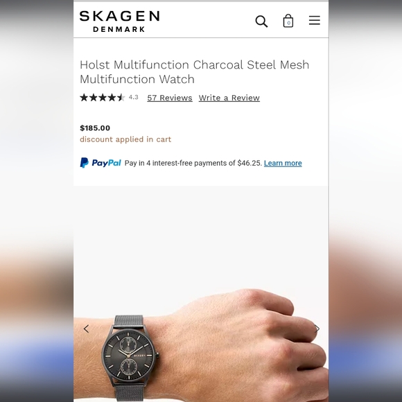 Skagen Mens Holst Charcoal Steel Watch BNIB